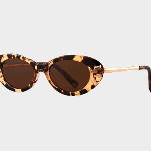 Free People Leopard Print Oval Sunglasses